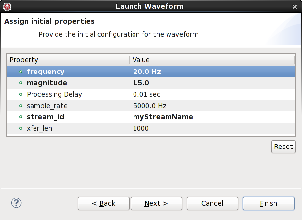 Application Properties turn bold when non-default values are set