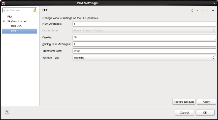 FFT settings Dialog