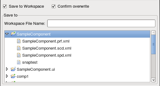 The Snapshot Save to Workspace Navigation Tree