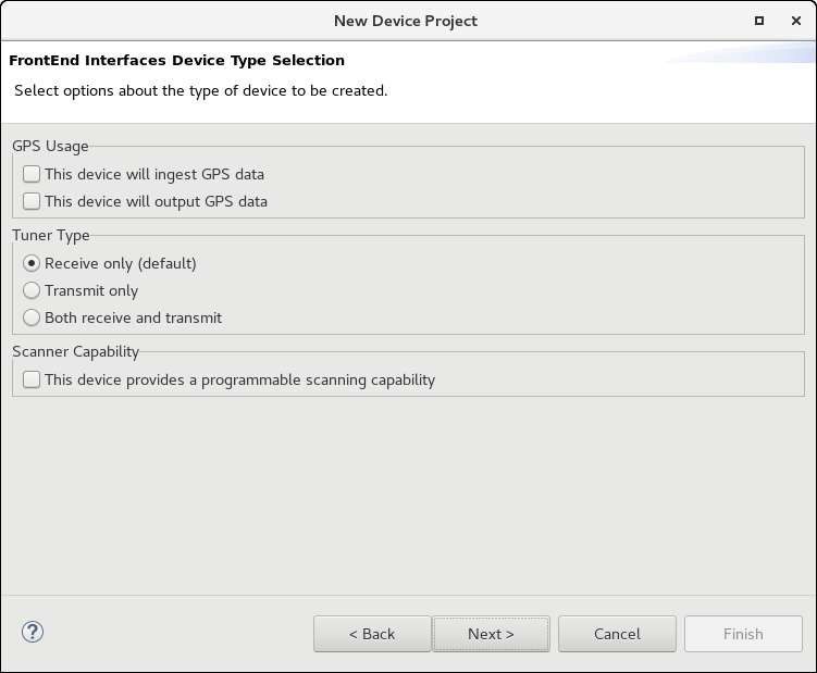 The FrontEnd Interfaces Device Type Selection Page