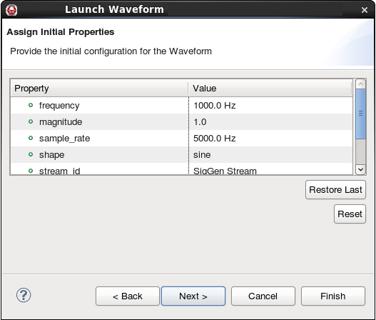 Assign Initial Properties page
