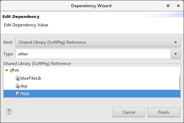 Shared Library Dependency Dialog