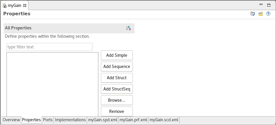 Component Editor Properties Tab